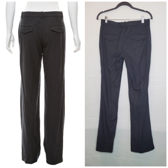 THEORY Charcoal Wool-Blend Mid-Rise Wide-Leg Tailored Dress Pants Size 4 - Picture 3 of 15